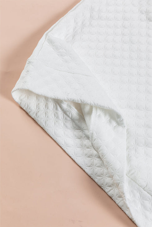 Split Neck Quilted Long Sleeve Top